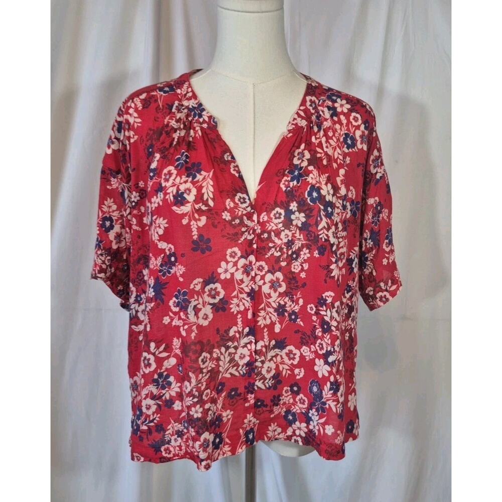 Xirena Cotton Red Floral Top XS